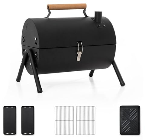 Parrilla de carbón plegable portátil con rejillas de ventilación laterales y piezas extraíbles para una fácil limpieza, ideal para camping, jardín y cocina al aire libre