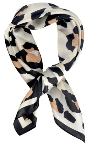 DIPZO Halstuch Damen, Leopardenmuster 70 x 70 cm, Seidenähnliches Bandana für Haare, Hals, Taschen & Modeaccessoires, Ideal für Geschenke & Outdoor-Aktivitäten, Braun