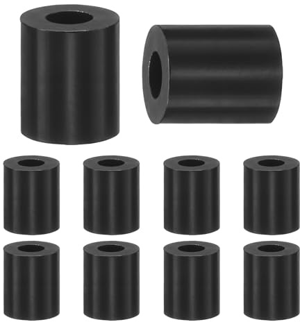 M METERXITY 100 Piezas Arandelas De Nylon, 3.2mm DI 7mm DE 8mm Longitud Arandelas Espaciadoras Redondas De Plástico Sin Roscar/Bulones M3[Negro]
