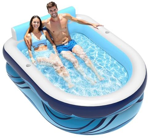 VISTOP Aufblasbarer Pool für Erwachsene und Kinder, großer verdickter Familien-Schwimmbad mit Sitzen und Getränkehaltern, Outdoor-Wasserpool für Garten, Sommer-Wasserparty