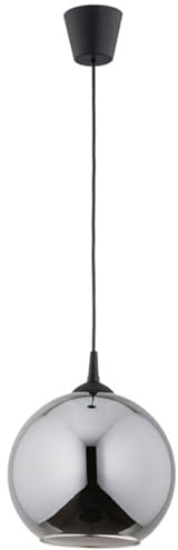 Licht-Erlebnisse Pendelleuchte Schwarz Rauchglas D: 25 cm E27 Kugel Schirm rund Retro Hängelampe Küche Hängeleuchte Esstisch
