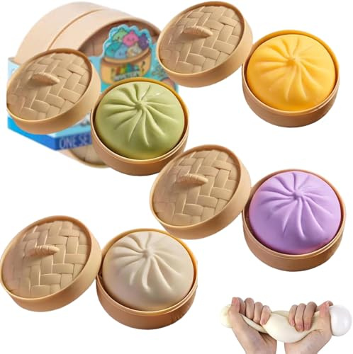 Enorm dumpling squishy, jumpling regnbåge dumpling stressboll för barn och vuxna, extra stor mjuk långsam uppskjutande squishy dumplings för ångestlindring, sensorisk fidget dough leksak