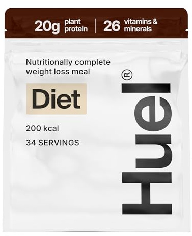 Huel Diet Powder Chocolate Flavour, Complete Weight Loss Meal Replacement Shake, 200 Calories per Serving, 20g Vegan Protein, High Fibre, Low Fat, 26 Vitamins & Minerals, Low Calorie Protein Powder
