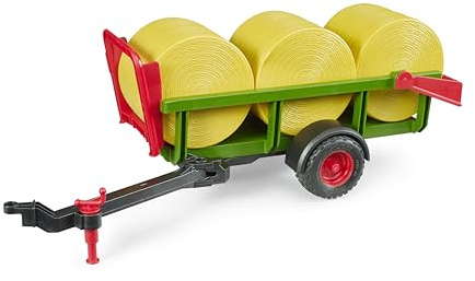 bruder 02204 - Rundballensammler mit 3 Rundballen | Kompatibel mit 1000er - 3000er Serie oder Rundballenpresse, für Bauernhof, Landwirtschaft