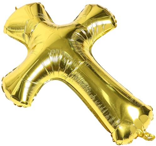 CVUTOVO Globos de Aluminio Dorados Forma de Cruz para Bautizo, Decoración Religiosa, Accesorio para Shower de Recién Nacido, Globos Decorativos Resistentes para Fiestas de Comunión