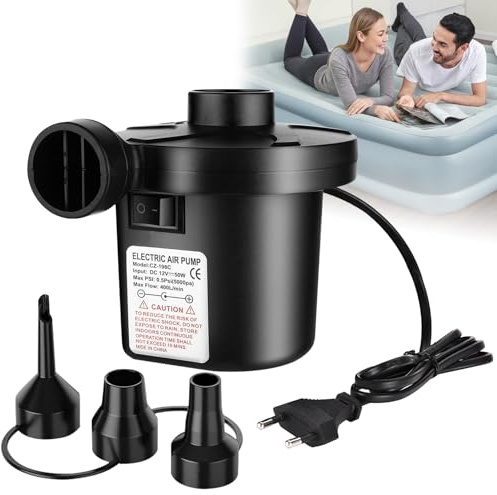 Idota 2 in 1 Elektrische Luftpumpe mit 3 Düsen | 2 in 1 Elektrische Luftpumpe Inflate und Deflate Elektrische Pump für luftmatratzen, Aufblasbarer Pool, Schwimmring