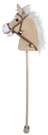 Engelhart Steckenpferd Beige – Hobby Horse Plüschpferd mit Sound & Rädern – 95 cm Stockpferd für Kinder zum Spielen und Reiten