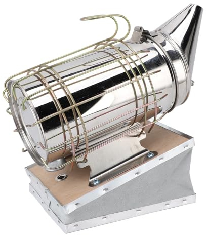 Aramox Bee Smoker Kit, Biodlingsrökare i Rostfritt Stål med Massiv Träbälg, Filter och Värmesköld, Utmärkt Luftflöde, 11 X 4,1 Tum för Biodlare Bikupa Inspektion (Guld)