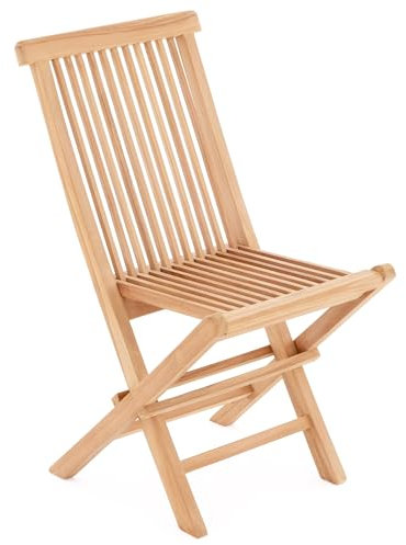 Divero Klappstuhl Panama aus Teakholz, unbehandelt– wetterfest – Farbe: Natur-Braun