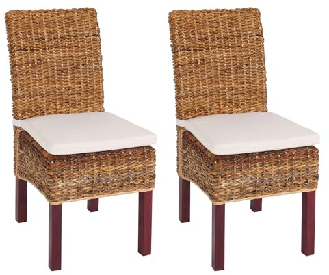 Mendler 2er-Set Esszimmerstuhl Korbstuhl M69 Stuhl Bali Bananengeflecht - hell, mit Kissen | Esszimmerstuhl, Stuhl, Bali ,Bananengeflecht