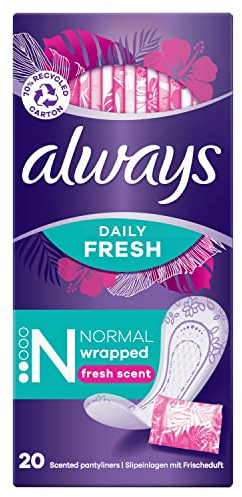 Always Dailies 20 serviettes hygiéniques Simples Fraîches À emballage individuel