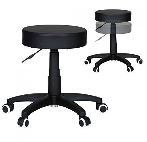 AMSTYLE Hocker Design Arbeitshocker Kunstleder Schwarz Sitzhocker mit Rollen Rollhocker gepolstert ohne Lehne