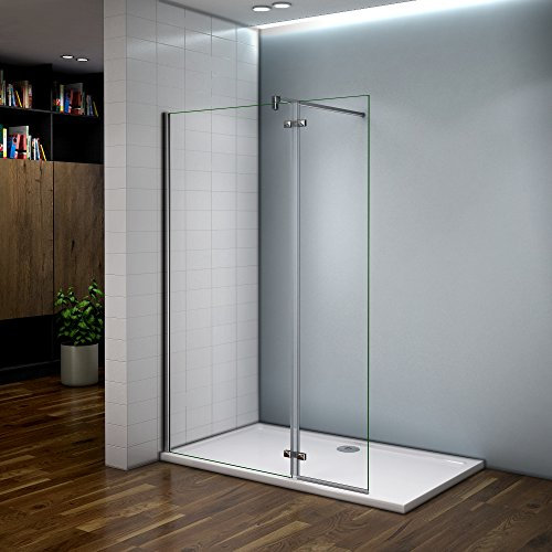 Paroi de douche 100x200 avec retour pivotante 40cm et la barre de fixation extension cylindrique paroi de douche à l'italienne