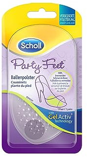 Scholl Party Feet Ballenpolster – Rutschfeste Einlegesohlen mit GelActiv Technologie für fast alle Damenschuhe – 1 Paar selbstklebende Gelsohlen