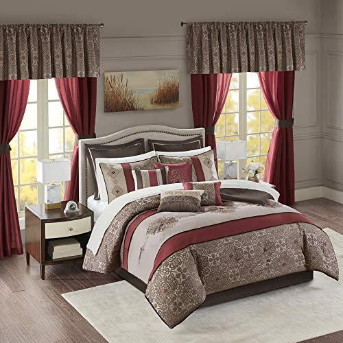 Madison Park Essentials Cal King Comforter Set, 24 Piece Room in a Bag Red
