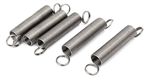sourcing map 5 Stück Zugfedern Ersatz 0.8mmx10mmx60mm 304 Edelstahl Silber Ton