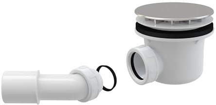 AlcaPlast A49CR Ablaufgarnitur Duschablauf inkl. Bogen | ø 90mm Abfluss | Abdeckung verchromt