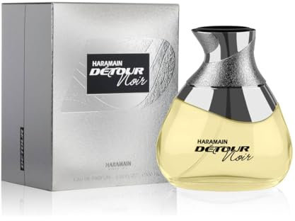 Al Haramain Detour Noir Eau de Parfum Spray 100 ml | Blumen-, Bernstein-, Moschusduft | Luxuriöses arabisches Parfüm für Damen und Herren