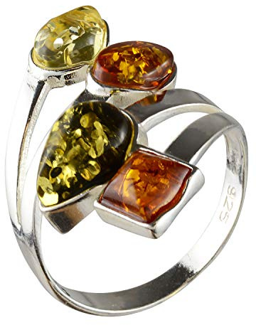 HolidayGiftShops Sterling Silver and Baltic Amber Multicolored Ring Marcia