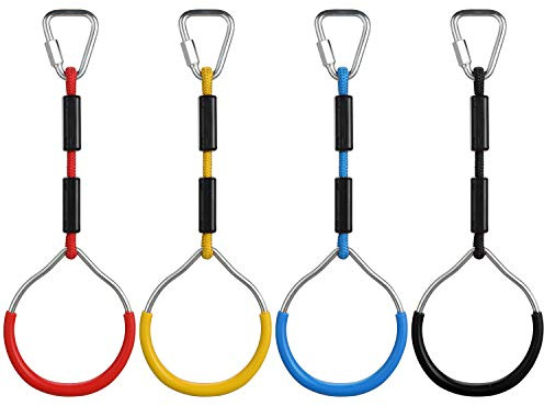 PELLOR Kids Monkey Bars, Kids Gymnastic Rings, Multifunctional Gym Rings | Backyard Playground Play Sets for Obstacle Ring, Trapeze Bar, Monkey Bars Climbing Frame, Climbing Ring Training