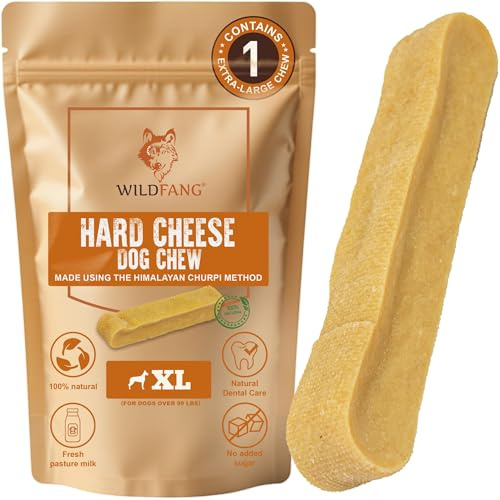 Wildfang® Yak-tugg, X-Stor för hundar över 45 kg – Dentaltugg, hårdhet som Himalayansk yakost, Churpi-ostpinnar, hundgodis & träningsgodis för valpar, Ca 137 g, 1-pack