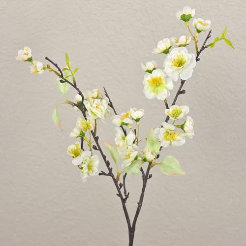 artplants.de Künstlicher Blütenzweig Kirsche SOEY mit Blüten, Creme-weiß, 45cm - Kirschblütenzweig Deko/Kunstblumen Zweig