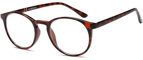NEW VISION Occhiali da Lettura Donna, Occhiali da Lettura, CE, UV400 Occhiali anti Luce Blu per Uomo Donna, NV3077 (Tartarugato, 2, Diottria)