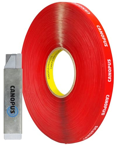 CANOPUS Profi Doppelseitiges Klebeband Transparent Extra Stark, Wasserdicht 4910 (6,35mm x 3m), Schwerlast Klebeband für LED-Streifen, Verbinden von transparenten Materialien