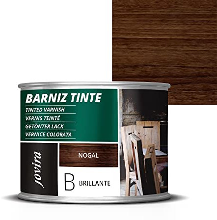 JOVIRA PINTURAS Barniz Brillante Tinte (6 colores). Barniz para madera. Protege, decora y embellece. (375 Mililitros, Nogal) D-15