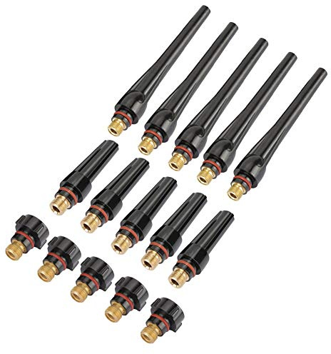 Schweißrückenkappen, schwarz, langlebig, Ersatzteil, Kunststoff, Tig-Back-Kappen für WIG-Schweißbrenner WP-17/18/26, 15 Stück 57y02 57y03 57y04