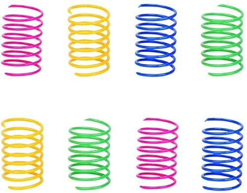 AIMICOCA 60 Stück für Katzen und Kätzchen Katzenspielzeug mit Federn, Kunststoff-Spiralfedern Schlagen Spielen (zufällige Farbe)