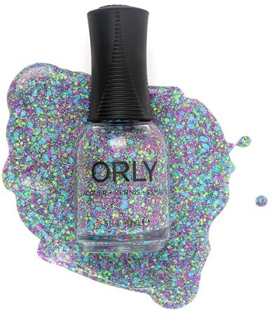 ORLY Dancing Queen Nail Polish Topper (18ml), Holographic Blue Confetti Nail Varnish