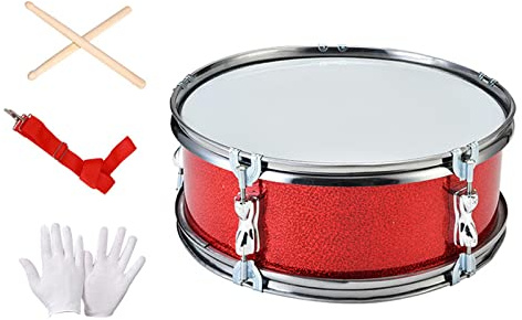 Amagogo Caisse claire de 11 pouces avec sangle réglable Instrument de percussion professionnel Instruments de musique pour adolescents filles cadeaux, Rouge