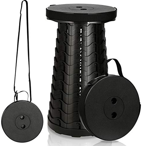 Tubiaz 1x Tragbarer Klapphocker Tragfähigkeit 150 kg, 6-44 cm Höhenverstellbare Leichte Teleskophocker, Ausziehbarer Falthocker, Campinghocker, Faltbarer Hocker für Camping Garden Angeln blau