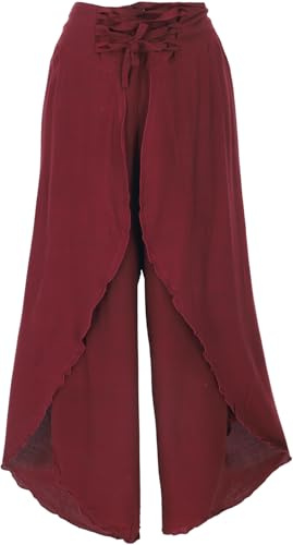 GURU SHOP Palazzohose, Boho Hosenrock, Sommerhose - Weinrot, Damen