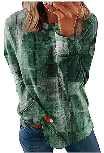 Tunika Damen Bluse Solide Langarm Pullover Tops Pullover Für Damen Tunika Damen Lange Strickjacke Damen Cardigan Damen Sommer Longshirt Damen Y2k Zip Up Hoodie Hemdjacke Damen（4-Dark Green,3XL）