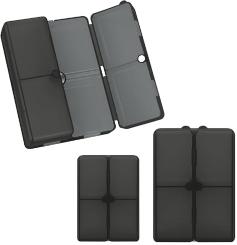 FYY Travel Pill Organizer, Pill Box Medicine Case-2pcs Clear Black | Easy to Use, Privacy Protection,Magnetic Foldable Pill Case for Purse or Pocket to Hold Vitamins,Supplements,Medication,2 Pcs