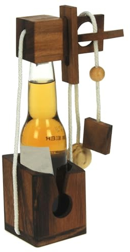 Namesakes Bierflaschen-Gefängnispuzzle – IQ-Gehirn-Teaser aus Holz für Erwachsene – Neuartige Verpackung mit einzigartiger Schloss-Herausforderung – lustiges Geschenk für Männer oder Frauen