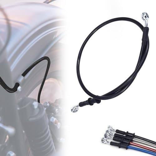 Tubo freno moto Tubo olio freni in acciaio inox 28 Gradi M10 500-2000mm Universale per Pit Dirt Bike Motocross Street Bike ATV (Nero, 500mm)