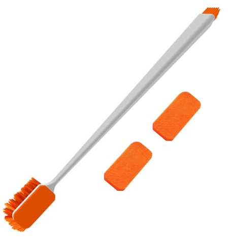 MiOYOOW Aquarium Reinigungsbürste, Doppelseitiger Aquarium Bürste mit 2 Filztüchern, Langem Griff, Aquarium Werkzeug für Aquarien und Zuhause