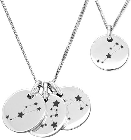 925 Silver Family Zodiac Constellation Necklace, Star Sign Necklace, Zodiac Pendant, Personalised Necklace, Gift For Her, Birthday Gift, Wedding Gift, Silver -KIMNKIM (Taurus: 20 APR - 20 MAY)