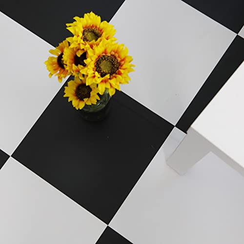 LXCREAT 20pcs 12in x 12in Black and White Peel and Stick Floor Tiles, Simple Vintage Self-Adhesive Flooring Sticker Planks, Vinyl Waterproof for Bathroom Bedroom Kitchen Home Decoration