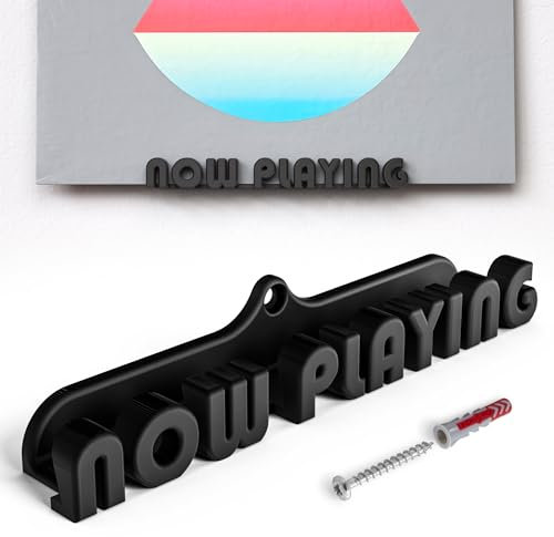 Mobilefox Support mural pour disques vinyles NOW PLAYING compatible avec support vinyle LP Noir