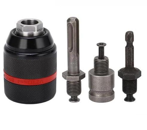 Mandrino Trapano, 1,5-13 mm Mandrino Autoserrante, Filettatura 1/2 20UNF, Mandrino per Avvitatore, con 1/2'' Base Dell'avvitatore a Impulsi, SDS Plus e 1/4'' HEX, Mandrino per Trapano a Mano