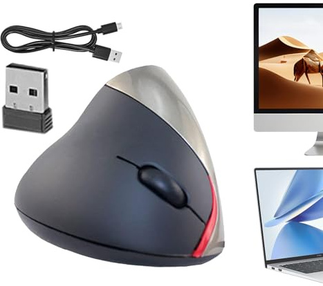 Wireless verticale ergonomico - Sensore ad alta precisione, prestazioni stabili | Viola/Blu/Nero/Grigio/Argento | Ideale per PC desktop, del tunnel carpale, presa comoda, lunga durata della