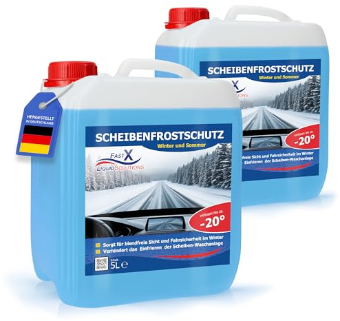 FAST X Scheibenfrostschutz/Scheibenwischwasser für Auto/LKW– 5 Liter Kanister– Winter und Sommer – Schutz bis -20°C (2x5 Liter)