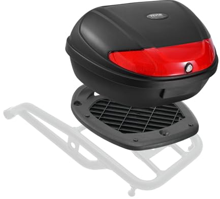 VEVOR Scatola superiore per moto in PP, baule universale con pannello riflettente, contenitore rimovibile impermeabile da 62 l, adatto per il 99% dei telai delle moto