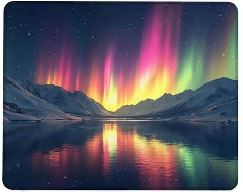 Non Slip Mouse Mat, 300x250x3mm Mouse Mat Small, Gaming Mousepad Waterproof Valley, Desk Pad with Rubber Base, with Seamed Edges of Mousemat, Gaming Keyboard Pad, for Office and Home Aurora P-6