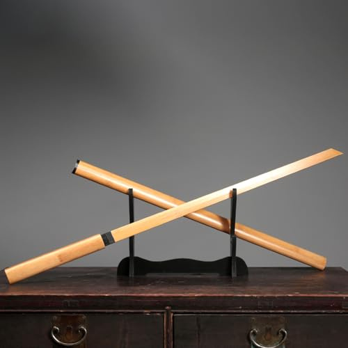 HJHUUA Bokken Fait Main de 100 cm,Katana en Bambou avec Fourreau en Bambou,Sabre Droit de samouraï en Bois pour Cadeau,Exposition,Cosplay,décoration,entraînement.