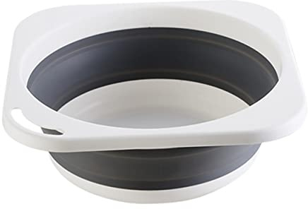 Healeved Lavabo Pliable Portable Taille Moyenne En Silicone Gris Multifonction Pour Visage Et Pieds Usage Camping Bain Pieds Spa